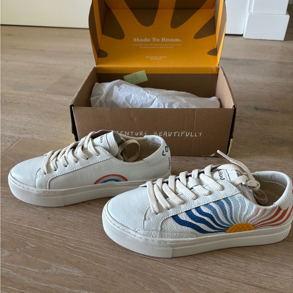 Soludos Hippy Wave Ibiza Platform Leather Sneaker NWT womens size 7